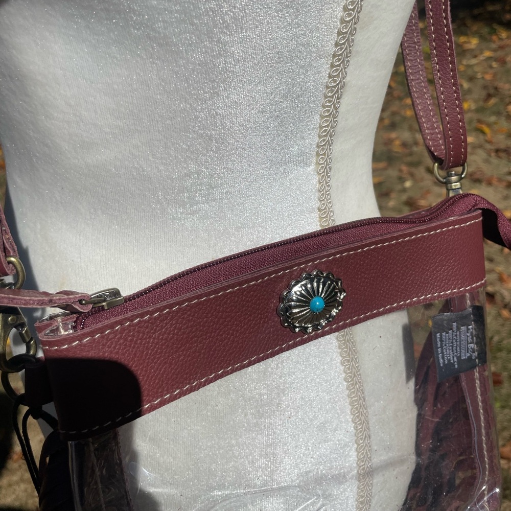 NWT NFR Clear Leather Crossbody with fringe - Picture 5 of 7